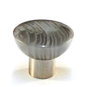 Cal Crystal 113 Athens MIXED COLORS POLYESTER KNOB /SOLID BRASS BASE in Satin Nickel
